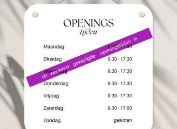 Zaterdag 28 maart 2026 door omstandigheden om 12 uur gesloten. Zondag 29 maart open van 12 tot 17 uur!