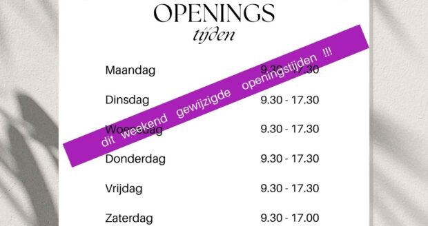 Zaterdag 28 maart 2026 door omstandigheden om 12 uur gesloten. Zondag 29 maart open van 12 tot 17 uur!